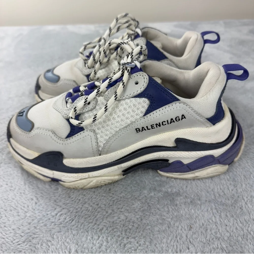 Balenciaga Triple S White Purple Women Size 7 - Picture 14 of 16
